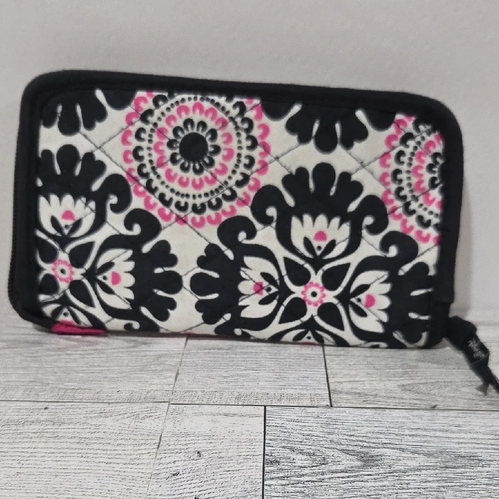 Thirty-One Black and Pink Patterned Wallet